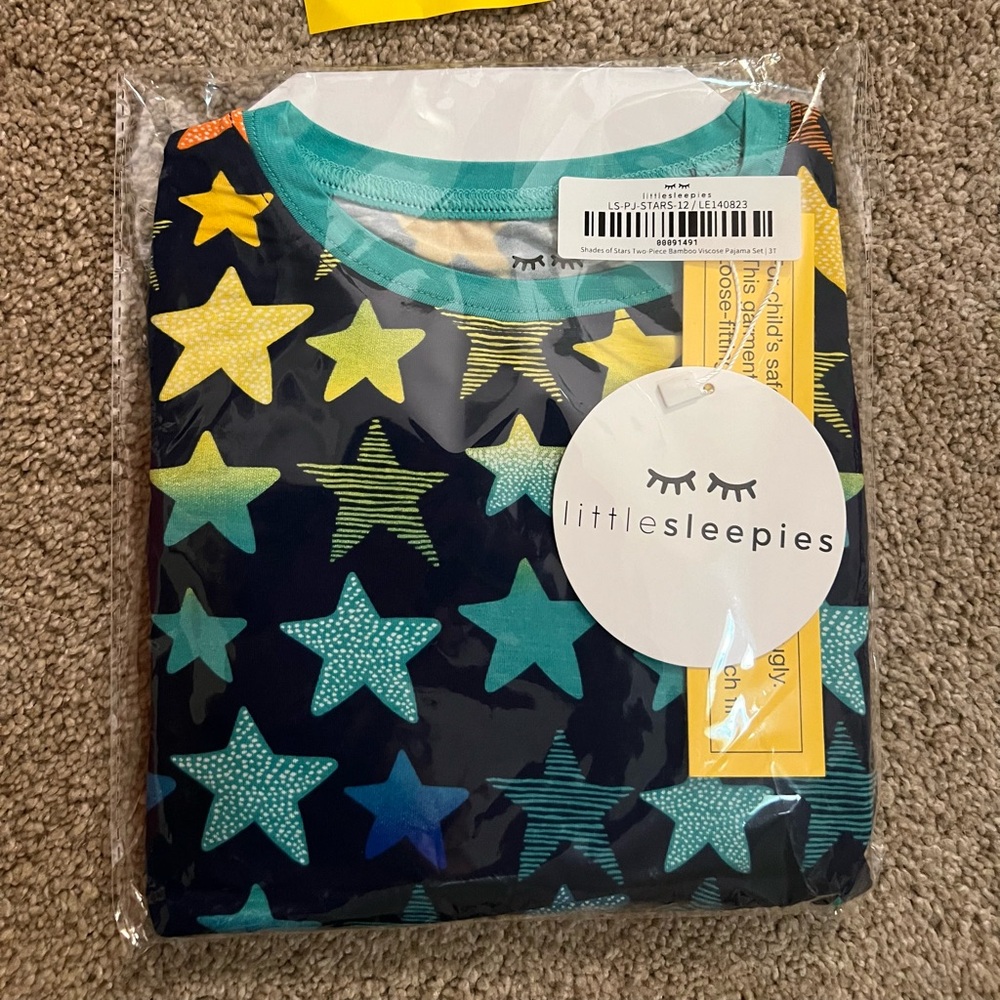 Little Sleepies 3T Shades of Stars two piece long sleeve and pants pjs